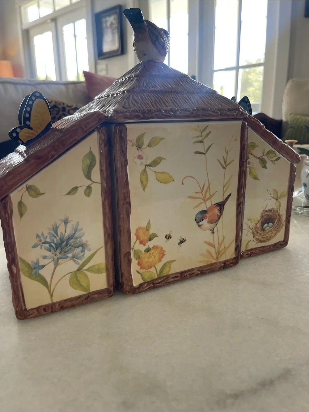 Nesting Garden by Susan Winget Cracker Barrel Canister Set Birdhouse Cookie Jar